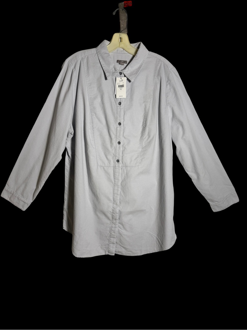 J. Jill Light Gray Button-Down Tunic Shirt